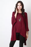 Oversized Drape Dolman Sleeves High Low Top