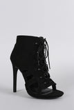 Wild Diva Lounge Lace Up Cage Booties