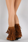 Fringe Lace Up Moccasin Flat Boot