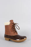 Faux Shearling Cuff Lace Up Duck Ankle Boots