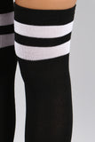 Double Stripe Thigh High Socks