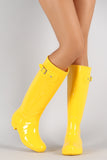 Bamboo Buckled Round Toe Knee High Jelly Rain Boots