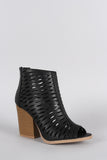 Qupid Webbed Cage Peep Toe Booties