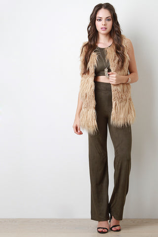 Double Texture Faux Fur Vest
