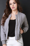 Zipped Up Bomber Puffer Jacket