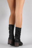 Strappy Buckle Heeled Mid Calf Boots