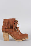 Liliana Fringe Cuff Lug Chunky Heel Work Boots