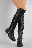 Liliana Pyramid Studded Riding Knee High Boots