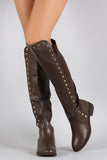 Liliana Pyramid Studded Riding Knee High Boots