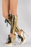 Privileged Geometric Metallic Corset Detachable Stiletto Boots