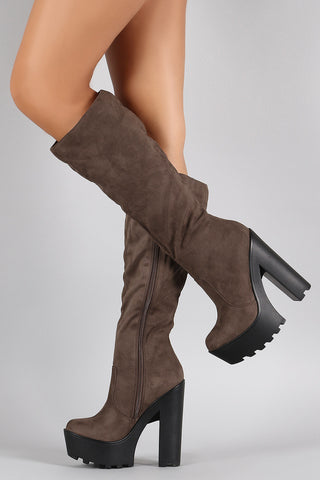 Speed Limit 98 Suede Chunky Lug Sole Platform Heeled Boots