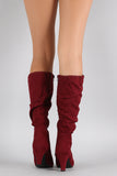 Wild Diva Lounge Vegan Suede Slouchy Chunky Heel Boot