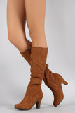 Wild Diva Lounge Vegan Suede Slouchy Chunky Heel Boot