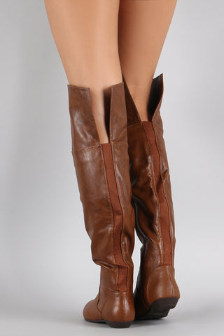 Bamboo Slouchy Elastic Gores Over the Knee Boots