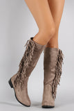 Qupid Studs and Fringe Knee High Boots