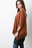 Double Tier Vegan Suede Fringe Top