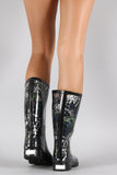 Mixed Print Round Toe Rubber Rain Boots