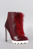 Privileged Crocodile Pointy Toe Faux Fur Stiletto Booties