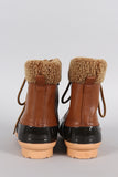 Faux Shearling Cuff Lace Up Duck Ankle Boots