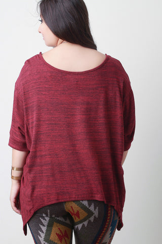 Marled Knit Sharkbite Dolman Sleeves Top