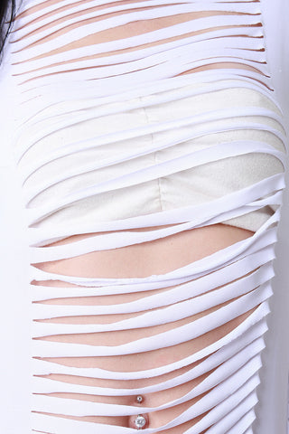 Fringe Slit Overlay Dress