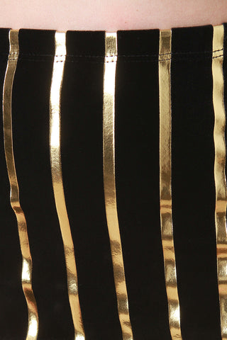 Metallic Gold Striped Velveteen Skirt