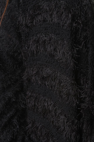 Fuzzy Drape Open Front Longline Cardigan