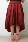 Pleated Taffeta High-Low Skirt