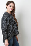 Melange Knit Fringe High-Low Sweater