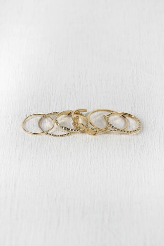 Bead Hammered And Love Ring Set