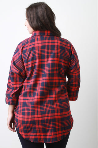 Quarter Sleeve Flannel Top