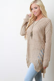 Shredded Loose Knit Long Sleeve Sweater