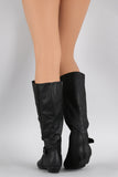 Elastic Gore Round Toe Riding Knee High Boots