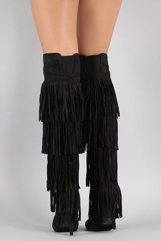 Fringe All Around Over-the-Knee Stiletto Boots