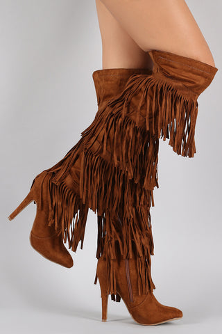 Fringe All Around Over-the-Knee Stiletto Boots