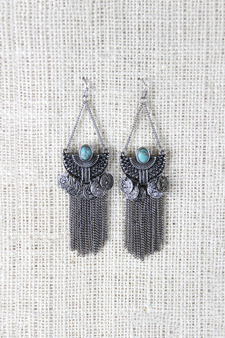 Ancient Semi-Circle Fringe Chain Earrings