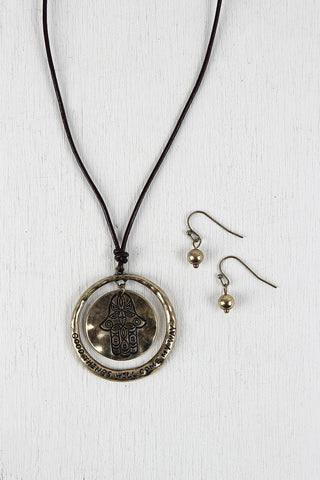 Hamsa Idiom Sliding Adjustable Knot Necklace