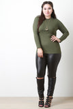 Mock Neck Ribbed Jersey Long Sleeve Top