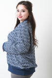 Geometric Pattern Textured Long Sleeves Sweater Top