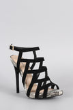 Qupid Strappy Snake Open Toe Stiletto Heel