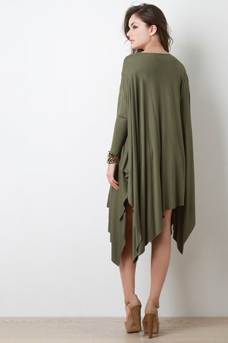 Dolman Sleeve Handkerchief Midi Dress