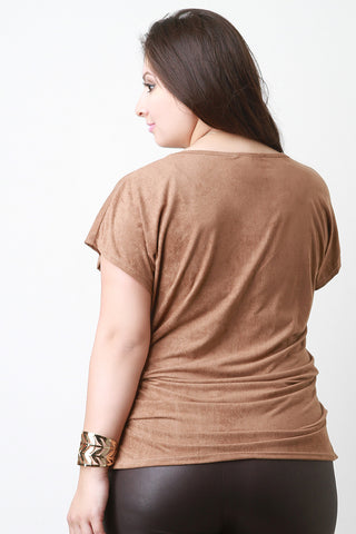 Vegan Suede Short Sleeved Top