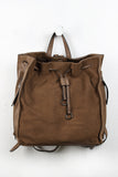 Boxy Suede And Leather Drawstring Backpack