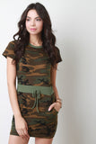 Camouflage Drawstring Mini Dress