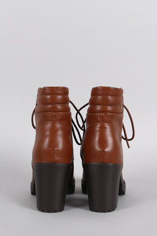 Breckelle Lug Platform Chunky Heeled Combat Booties