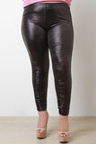 Smocked Sides Snake Vegan Leather Leggings