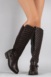 Quilted Stretchy Knee High Riding Boots