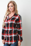 Madarin Collar Lightweight Plaid Top