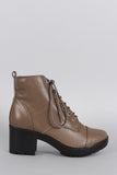 Breckelle Lug Combat Cap Toe Booties