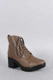 Breckelle Lug Combat Cap Toe Booties